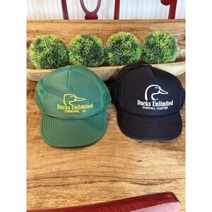 Vintage Ducks Unlimited Snapback Hat Lot Of 2 Black & Green Sandhill Cheraw SC